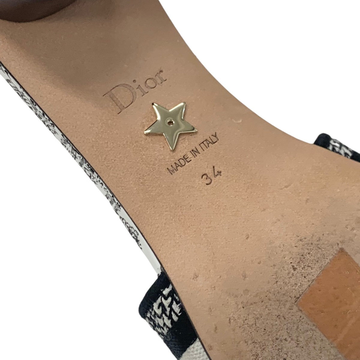 クリスチャンディオール CHRISTIAN DIOR DWAY サンダル 靴 シューズ ファブリック ホワイト ブラック ミュール 刺繍 エンブロイダリー ロゴ