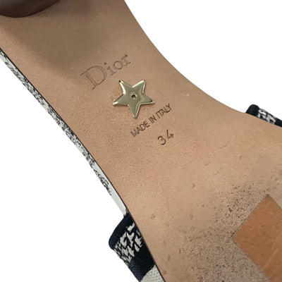 クリスチャンディオール CHRISTIAN DIOR DWAY サンダル 靴 シューズ ファブリック ホワイト ブラック ミュール 刺繍 エンブロイダリー ロゴ