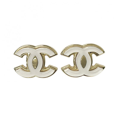 Chanel Earrings White Gold Coco Mark