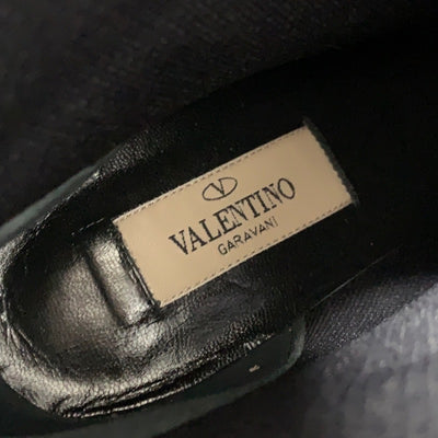 ヴァレンティノ VALENTINO ブーツ ショートブーツ 靴 シューズ ファブリック レザー ブラック 黒 ゴールド ロックスタッズ ニット