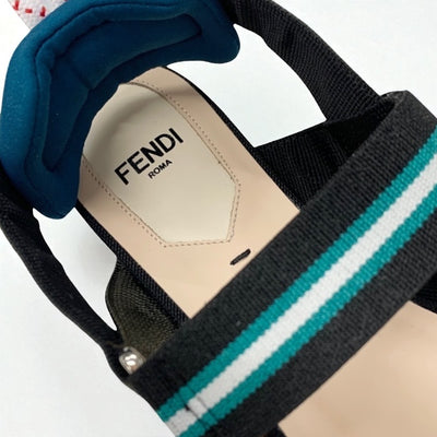 フェンディ FENDI コリブリ フラットシューズ 靴 シューズ ファブリック メッシュ ブラック マルチカラー フラットパンプス ストラップ