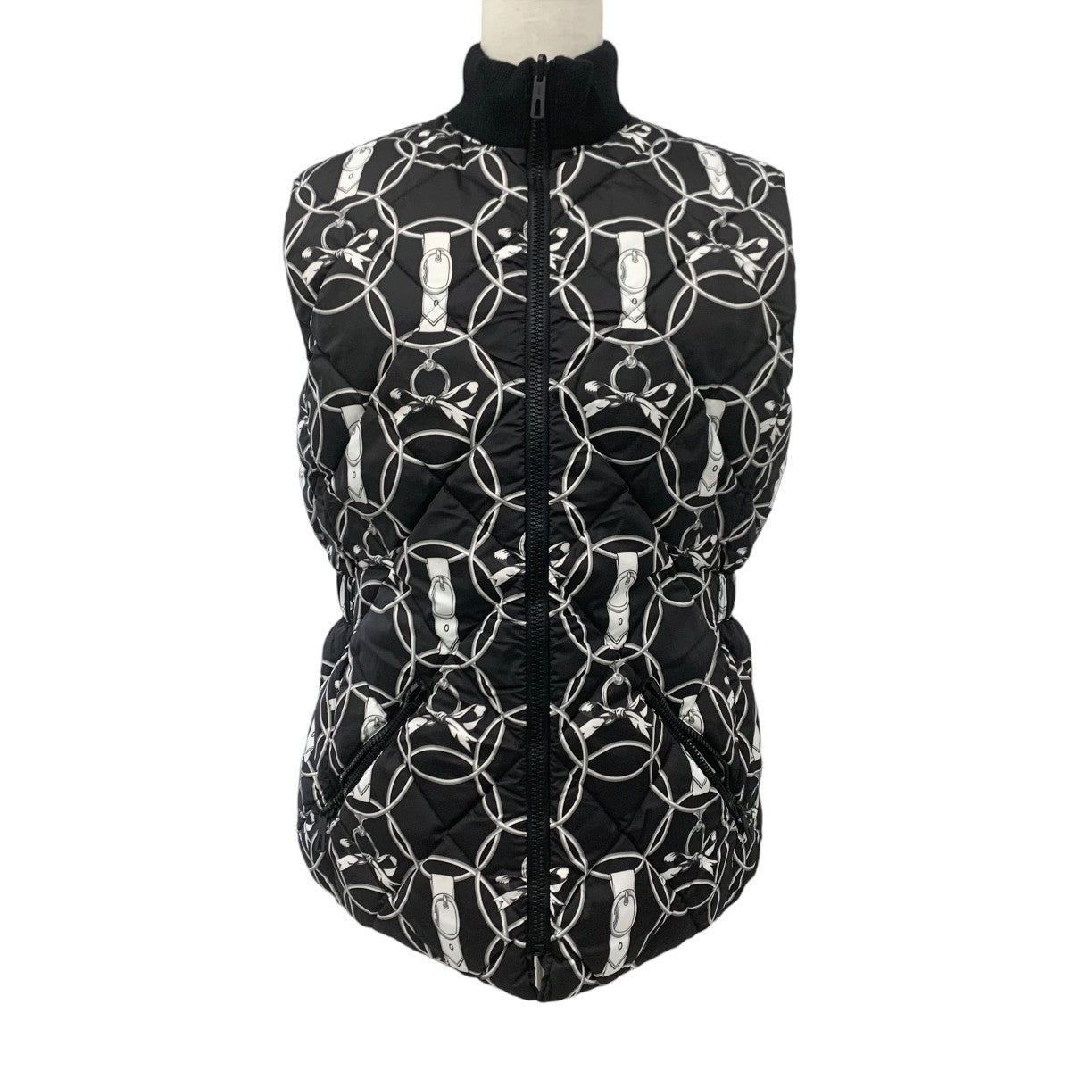 Hermes HERMES Outerwear Black White Down Vest Promenade du Matin Reversible