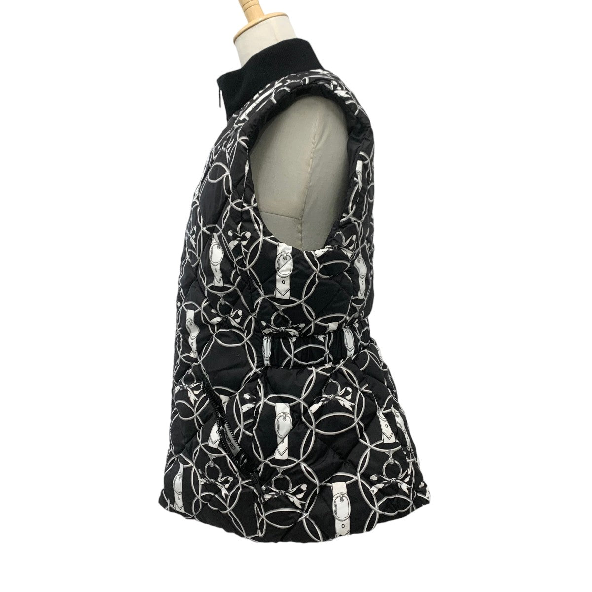 Hermes HERMES Outerwear Black White Down Vest Promenade du Matin Reversible