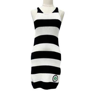 ルイヴィトン LOUIS VUITTON ワンピース コットン ブラック ホワイト ロゴ ワッペン ボーダー