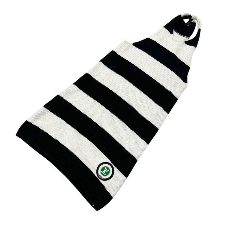 ルイヴィトン LOUIS VUITTON ワンピース コットン ブラック ホワイト ロゴ ワッペン ボーダー