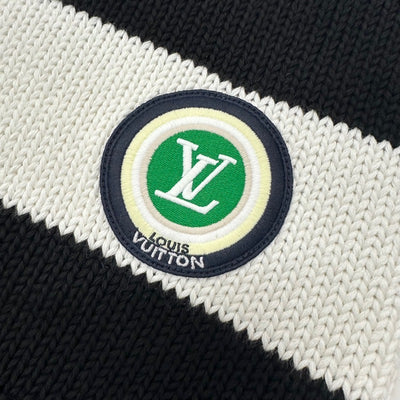 ルイヴィトン LOUIS VUITTON ワンピース コットン ブラック ホワイト ロゴ ワッペン ボーダー