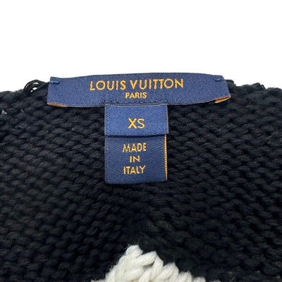 ルイヴィトン LOUIS VUITTON ワンピース コットン ブラック ホワイト ロゴ ワッペン ボーダー