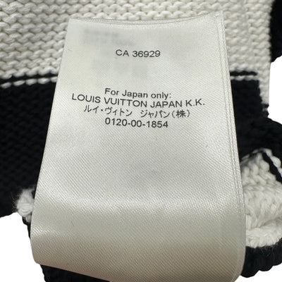 ルイヴィトン LOUIS VUITTON ワンピース コットン ブラック ホワイト ロゴ ワッペン ボーダー
