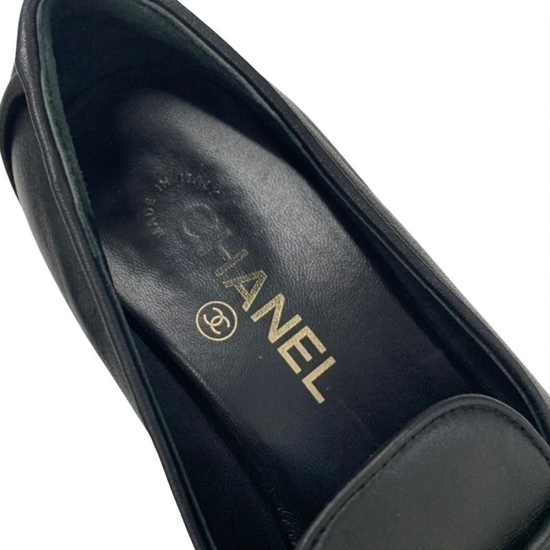 シャネル CHANEL ローファー 革靴 靴 シューズ レザー ブラック 黒 ゴールド ボーイシャネル ココマーク