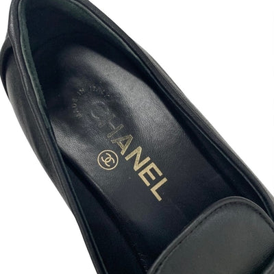 シャネル CHANEL ローファー 革靴 靴 シューズ レザー ブラック 黒 ゴールド ボーイシャネル ココマーク