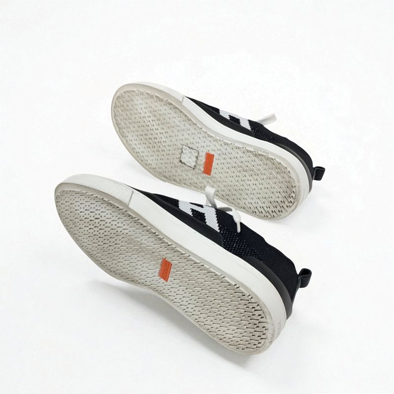 エルメス HERMES ディープ スニーカー 靴 シューズ ニット レザー ブラック ホワイト Hロゴ