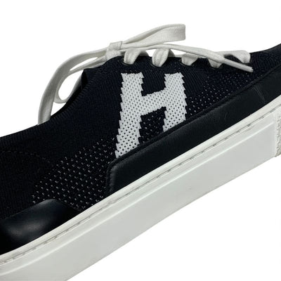 エルメス HERMES ディープ スニーカー 靴 シューズ ニット レザー ブラック ホワイト Hロゴ