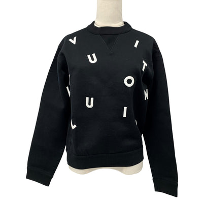 Louis Vuitton LOUIS VUITTON Tops Black White Sweatshirt Logo Sweatshirt