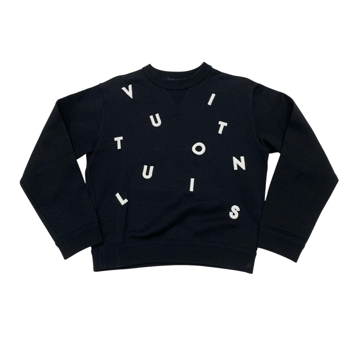 Louis Vuitton LOUIS VUITTON Tops Black White Sweatshirt Logo Sweatshirt