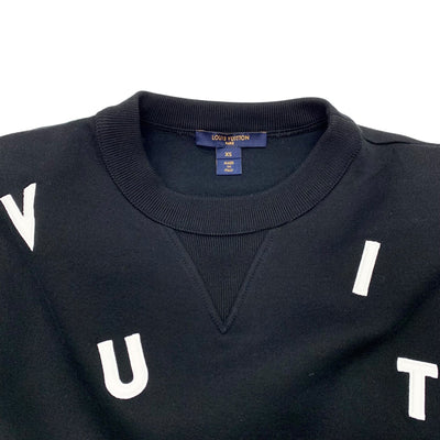 Louis Vuitton LOUIS VUITTON Tops Black White Sweatshirt Logo Sweatshirt