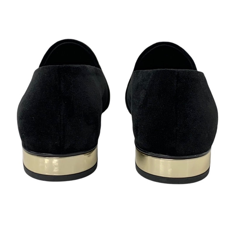 Chanel CHANEL loafers leather shoes shoes velvet black gold unused Coco mark flat shoes opera shoes