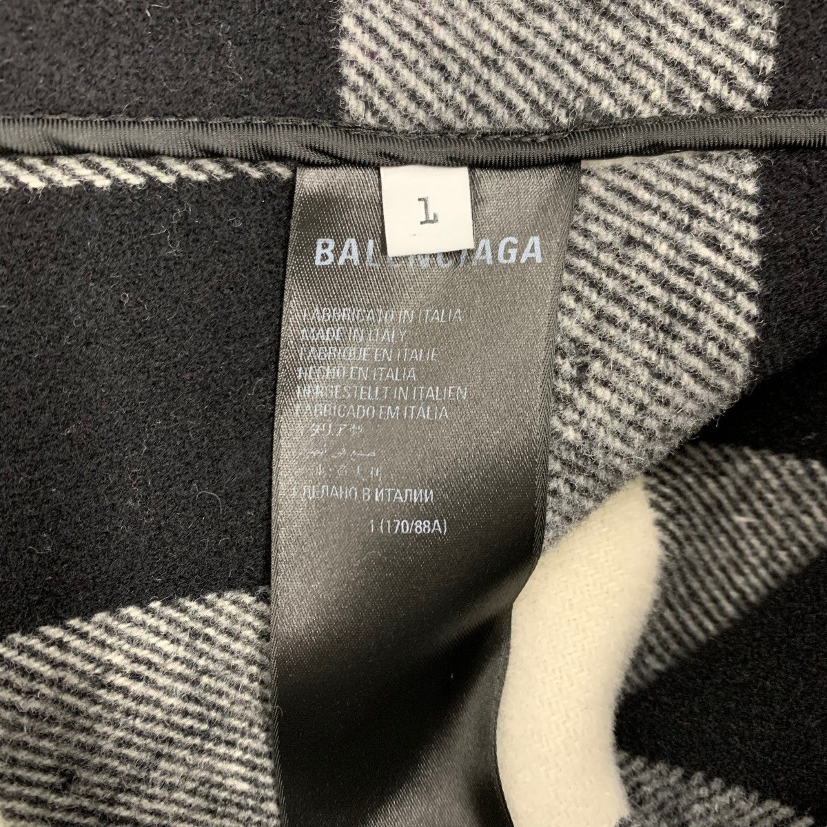 バレンシアガ BALENCIAGA アウター ブラック ホワイト コート Raw Edge Coat オーバーサイズ チェック メンズ