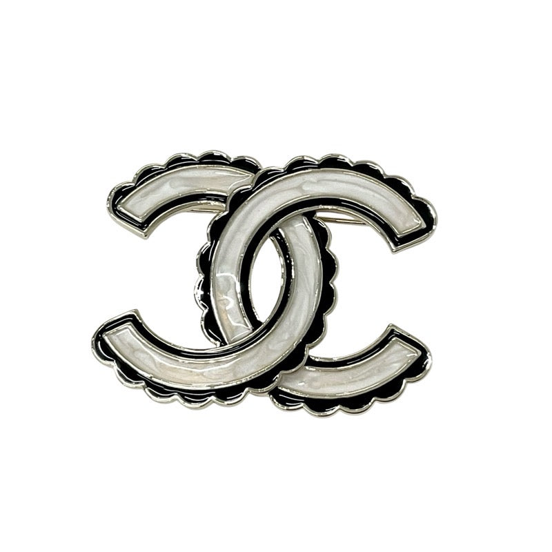 Chanel CHANEL Brooch Corsage Gold White Black Coco Mark