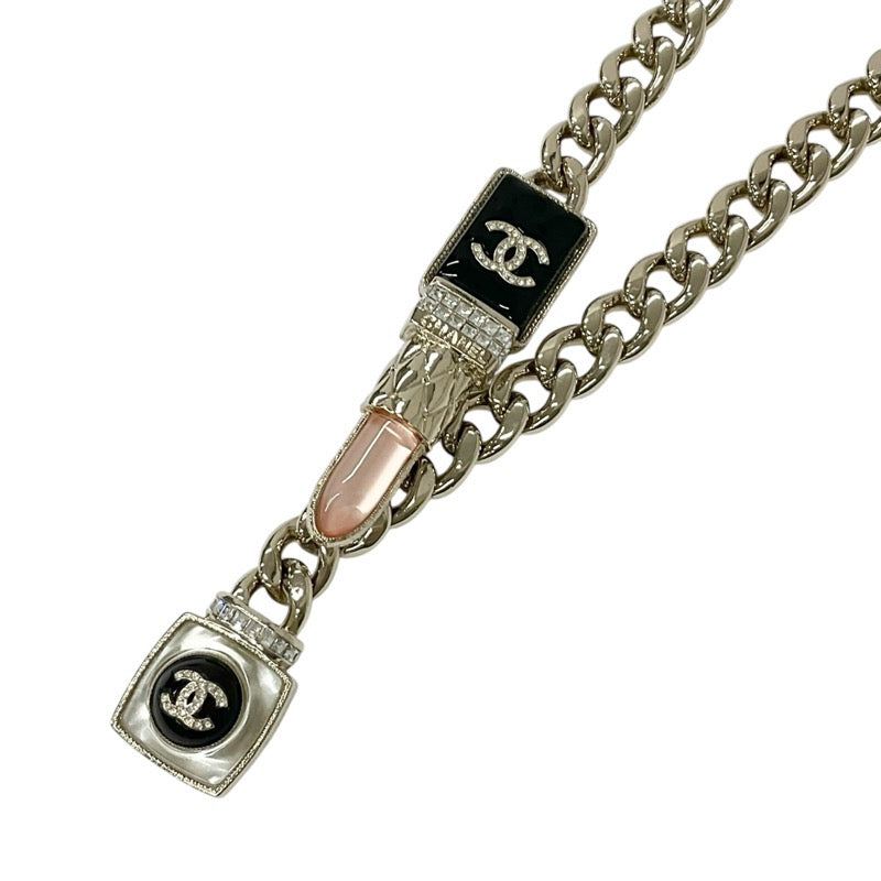 Chanel CHANEL necklace pendant choker gold black pink coco mark lip rhinestone chain