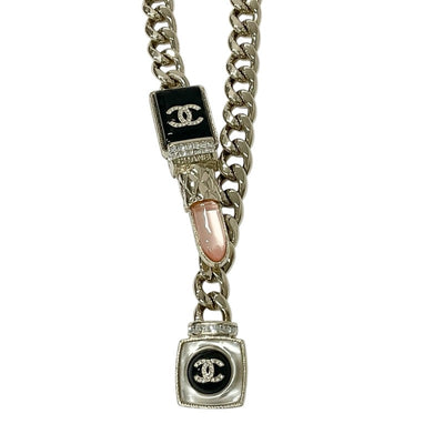 Chanel CHANEL necklace pendant choker gold black pink coco mark lip rhinestone chain