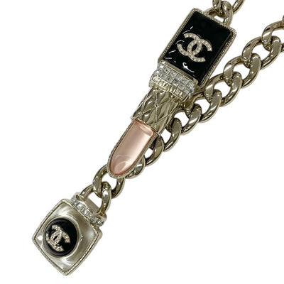 Chanel CHANEL necklace pendant choker gold black pink coco mark lip rhinestone chain