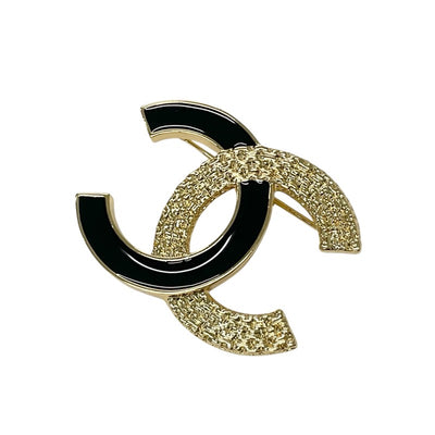 Chanel CHANEL Brooch Corsage Gold Black Coco Mark