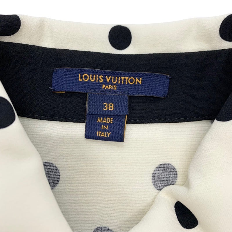 ルイヴィトン LOUIS VUITTON ワンピース シルク ブラック ホワイト ドレス ロゴ ドット柄 襟付き