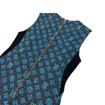 ルイヴィトン LOUIS VUITTON モノグラム ワンピース シルク ブルー系 ノースリーブ