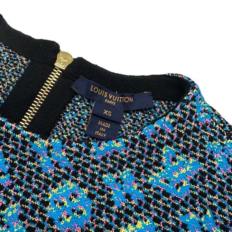 ルイヴィトン LOUIS VUITTON モノグラム ワンピース シルク ブルー系 ノースリーブ