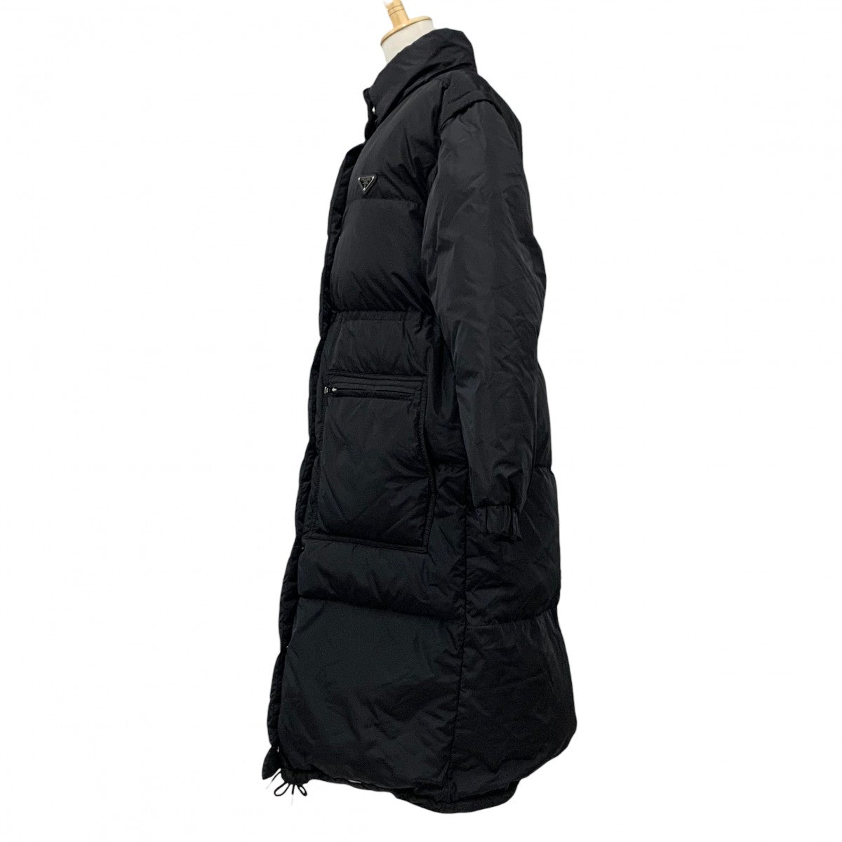 PRADA Outerwear Black Unused Re-Nylon Triangle Logo Down Coat Down Vest 2way