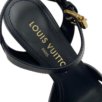 ルイヴィトン LOUIS VUITTON イソラライン サンダル 靴 シューズ レザー ブラック 黒 ストラップ ロゴ