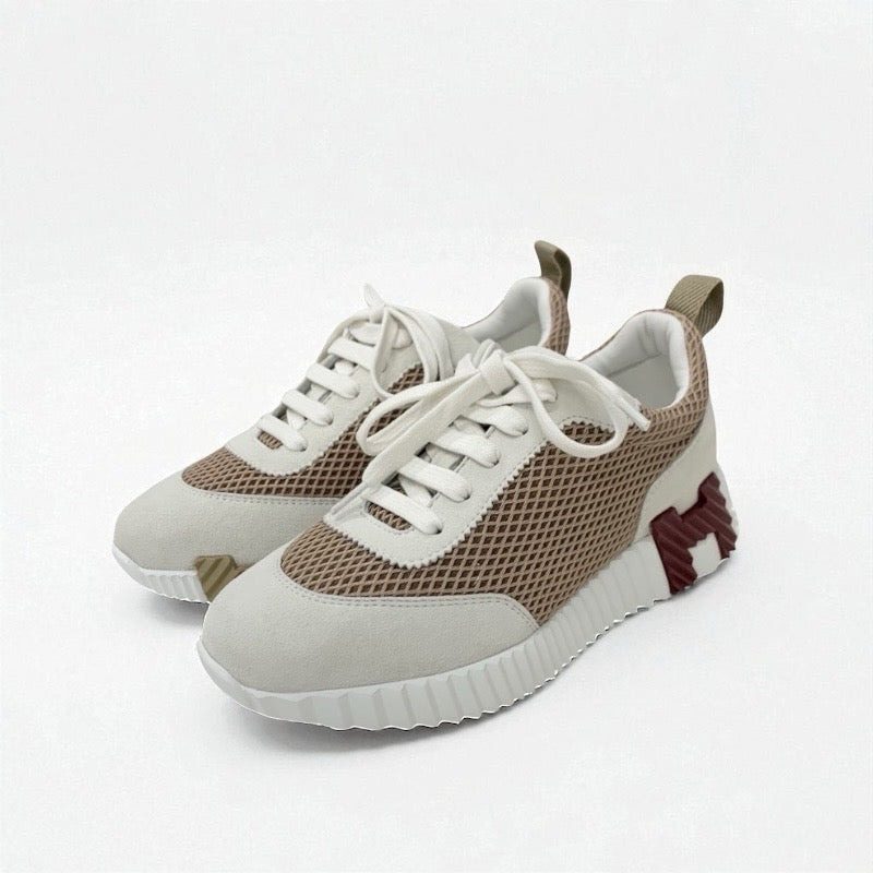 エルメス ディープ Hロゴ ニット レザー スニーカー ブラック 美品