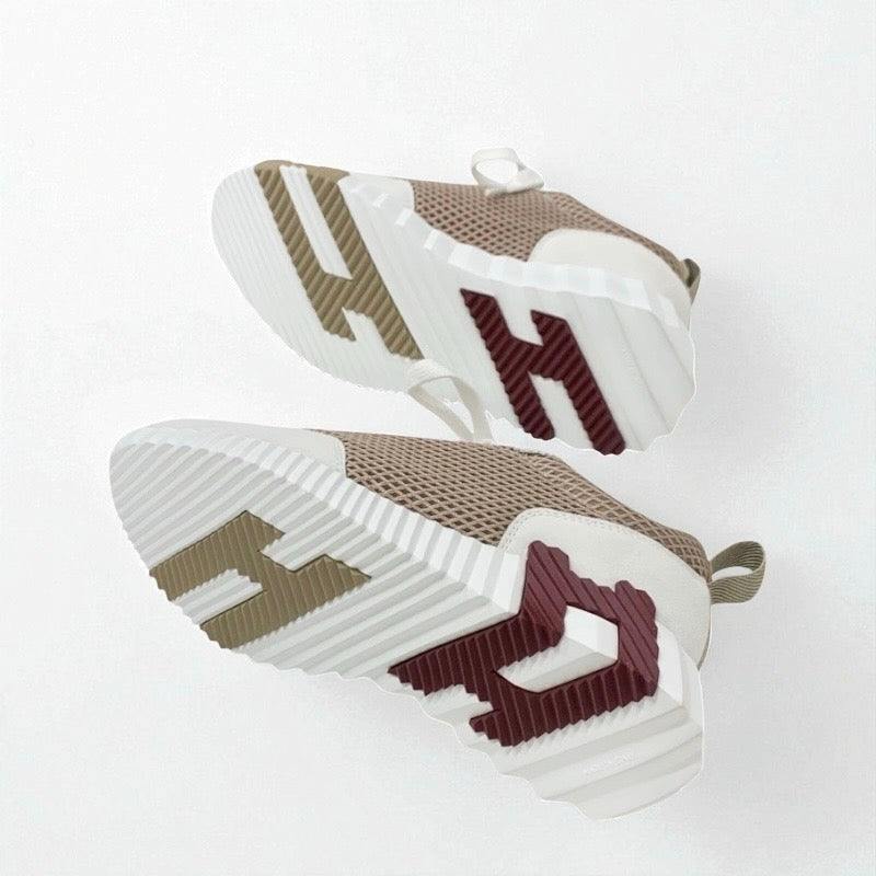 エルメス HERMES バウンシング スニーカー 靴 シューズ ファブリック スエード ベージュ ホワイト 未使用