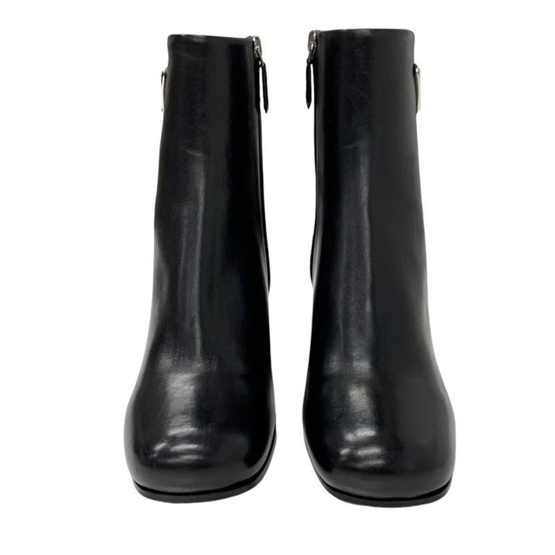 PRADA boots, short boots, shoes, leather, black, triangle logo