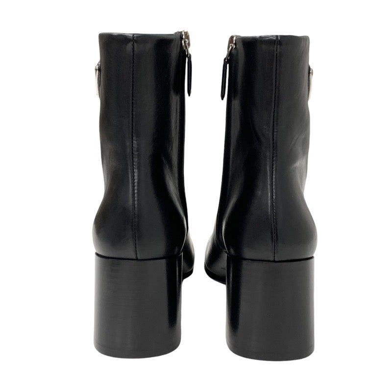 PRADA boots, short boots, shoes, leather, black, triangle logo