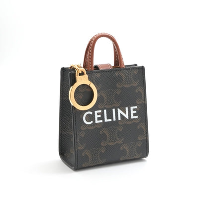 セリーヌ CELINE チャーム ブラウン ゴールド トリオンフキャンバス ロゴ マイクロ バーティカル カバ