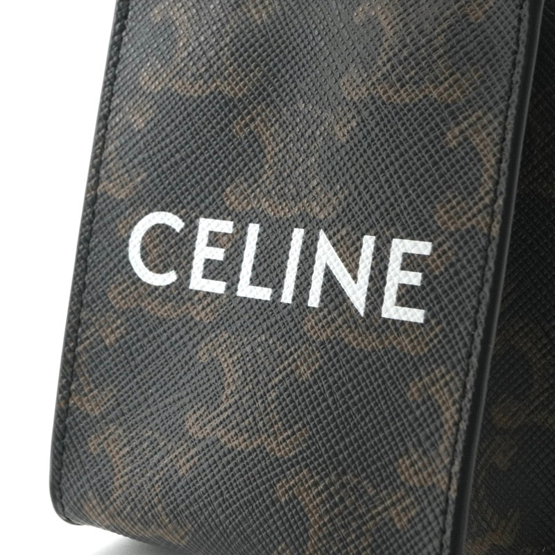 セリーヌ CELINE チャーム ブラウン ゴールド トリオンフキャンバス ロゴ マイクロ バーティカル カバ