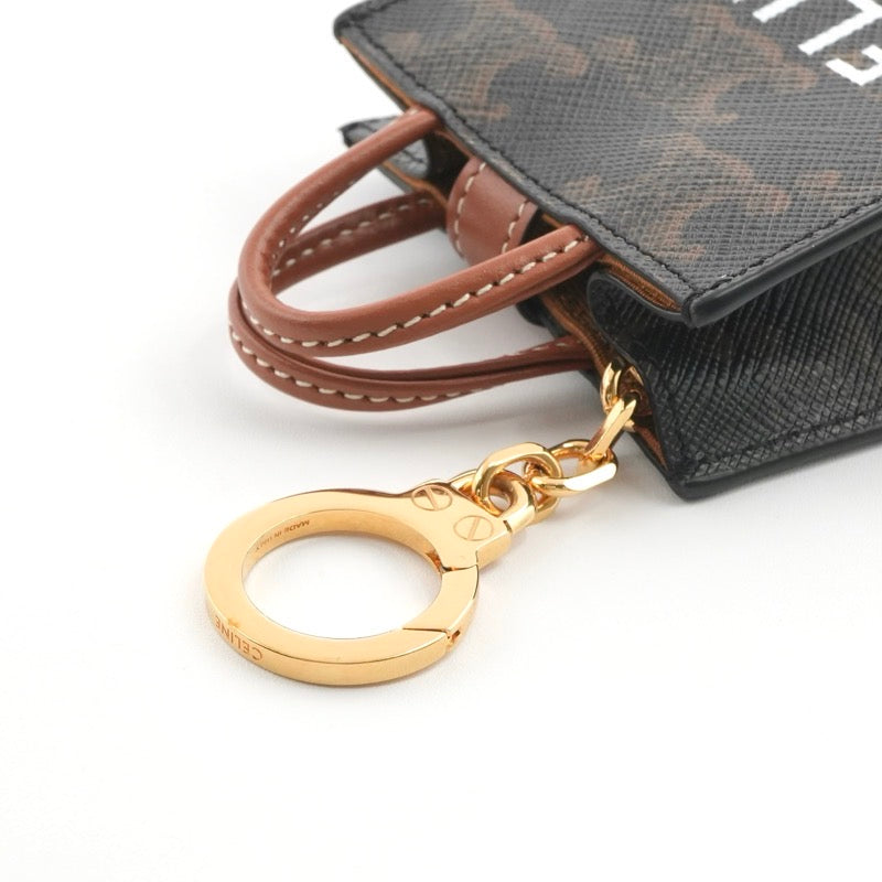 セリーヌ CELINE チャーム ブラウン ゴールド トリオンフキャンバス ロゴ マイクロ バーティカル カバ