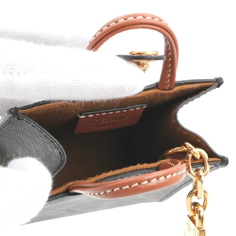 セリーヌ CELINE チャーム ブラウン ゴールド トリオンフキャンバス ロゴ マイクロ バーティカル カバ