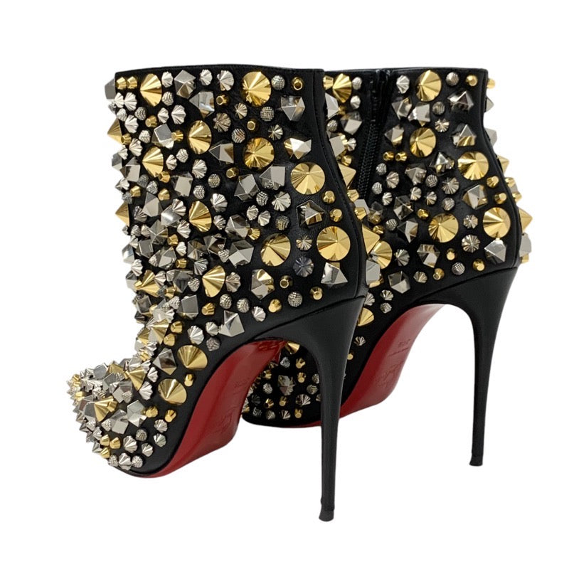 Christian Louboutin Boots, Short Boots, Shoes, Leather, Black, Gold, Silver, Studs