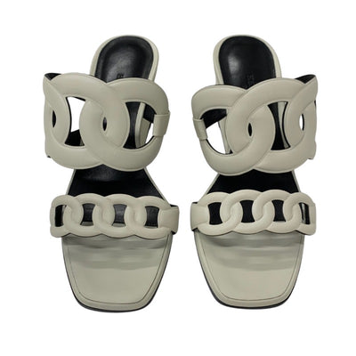 エルメス HERMES フィガリ サンダル 靴 シューズ レザー アイボリー ウェッジソール シェーヌダンクル