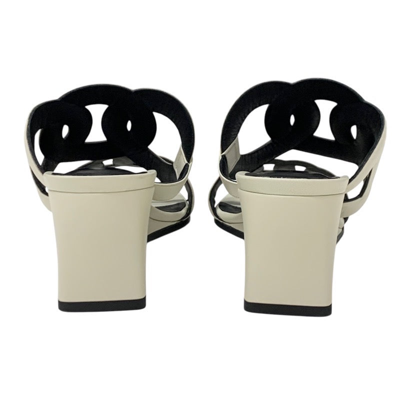 エルメス HERMES フィガリ サンダル 靴 シューズ レザー アイボリー ウェッジソール シェーヌダンクル