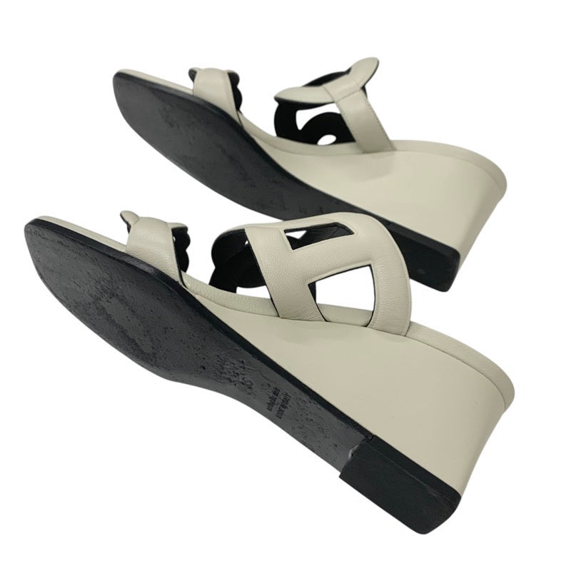 エルメス HERMES フィガリ サンダル 靴 シューズ レザー アイボリー ウェッジソール シェーヌダンクル