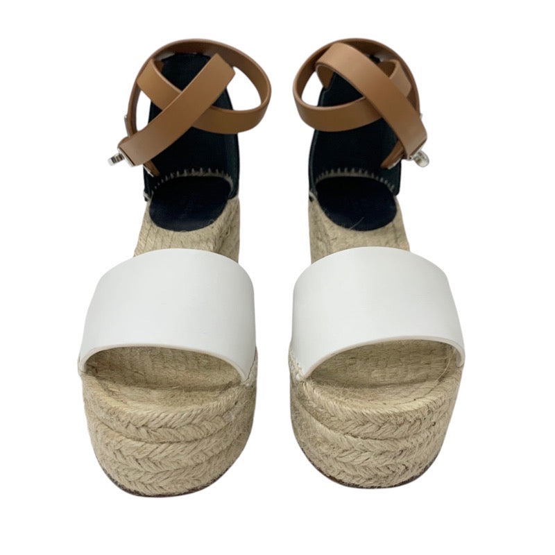 エルメス HERMES ティポリ サンダル 靴 シューズ レザー ホワイト ブラック ケリー金具 ウェッジソール