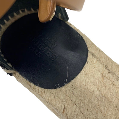 エルメス HERMES ティポリ サンダル 靴 シューズ レザー ホワイト ブラック ケリー金具 ウェッジソール