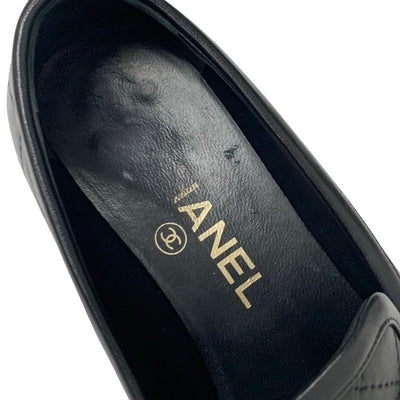 シャネル CHANEL ローファー 革靴 靴 シューズ レザー ブラック 黒 ゴールド ココマーク マトラッセ