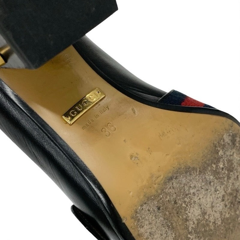 グッチ GUCCI ダブルG パンプス 靴 シューズ レザー ブラック 黒 ゴールド GGマーモント パール