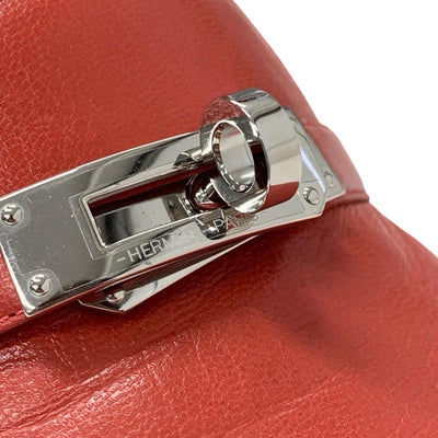 エルメス HERMES キャンディ サンダル 靴 シューズ レザー レッド シルバー ケリー金具 ミュール