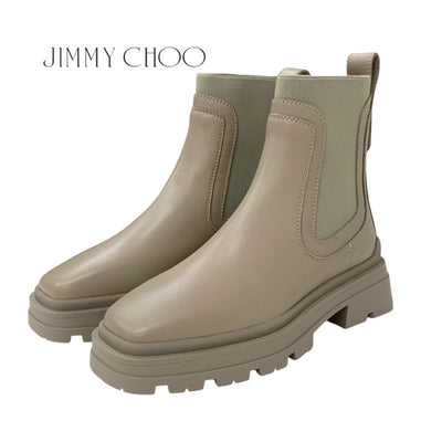 Jimmy Choo JIMMY CHOO VERONIQUE Boots Short Boots Shoes Leather Beige Khaki Unused Logo Side Gore