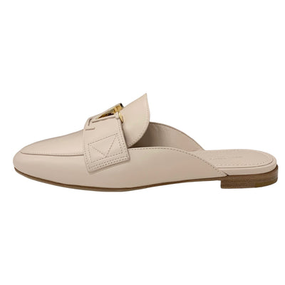 Louis Vuitton Capriline Loafers Leather Shoes Shoes Leather Pink Beige Gold Flat Shoes Mules Logo